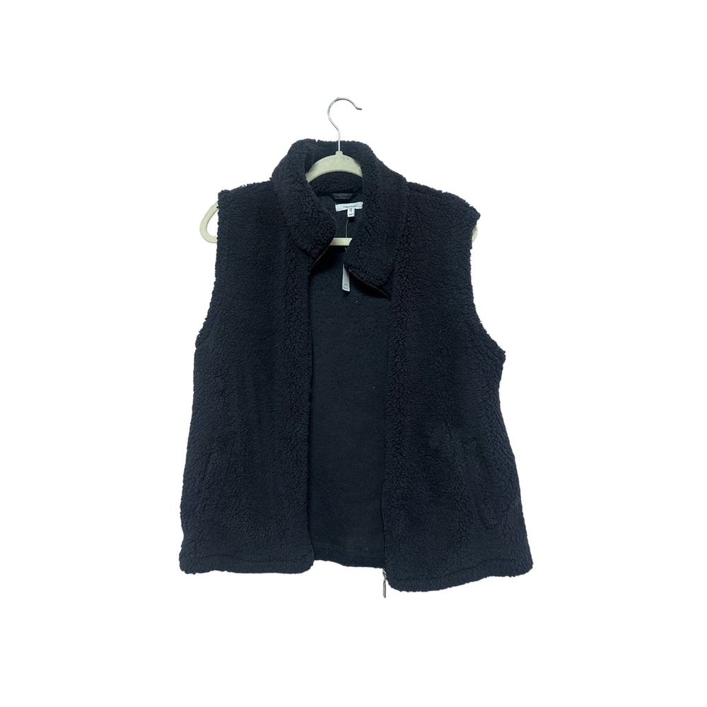 Maurices Womens Black Sherpa Fleece Full Zip Vest Stand Collar Size Medium NWT